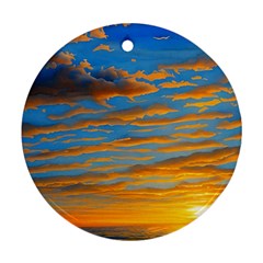 Orange Sunset On The Beach Ornament (round) by GardenOfOphir