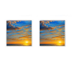 Orange Sunset On The Beach Cufflinks (square) by GardenOfOphir