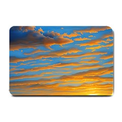 Orange Sunset On The Beach Small Doormat by GardenOfOphir