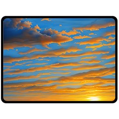 Orange Sunset On The Beach One Side Fleece Blanket (large) by GardenOfOphir