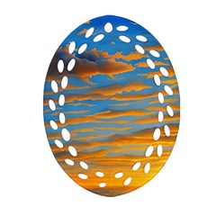 Orange Sunset On The Beach Oval Filigree Ornament (two Sides) by GardenOfOphir