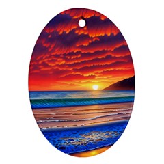 Sunset Over The Ocean Oval Ornament (two Sides) by GardenOfOphir