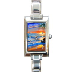 Tropical Sunset Rectangle Italian Charm Watch by GardenOfOphir