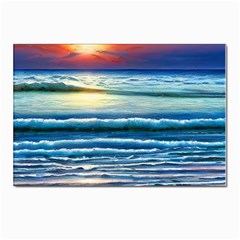 Sunset Beach Waves Postcard 4 x 6  (pkg Of 10) by GardenOfOphir