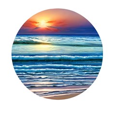 Sunset Beach Waves Mini Round Pill Box