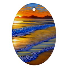 Waves Of Gold Ornament (oval) by GardenOfOphir