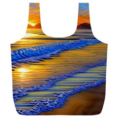 Waves Of Gold Full Print Recycle Bag (xxl) by GardenOfOphir