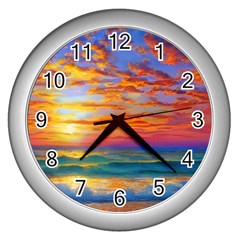 Summer Sunset Wall Clock (silver) by GardenOfOphir