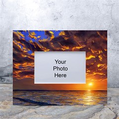 Orange Sunburst White Tabletop Photo Frame 4 x6  by GardenOfOphir