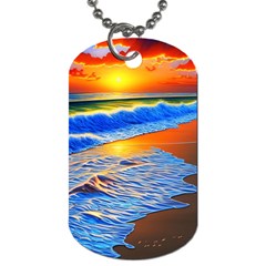 Summer Sunset At The Beach Dog Tag (two Sides) by GardenOfOphir
