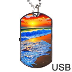 Summer Sunset At The Beach Dog Tag Usb Flash (one Side)