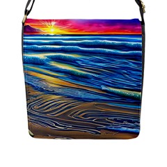 Waves Crashing On The Shore Flap Closure Messenger Bag (l) by GardenOfOphir