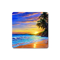 Sunrise At The Beach Square Magnet by GardenOfOphir