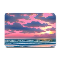 Sunset Over The Beach Small Doormat by GardenOfOphir