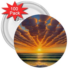 Waves At Sunset 3  Buttons (100 Pack)  by GardenOfOphir