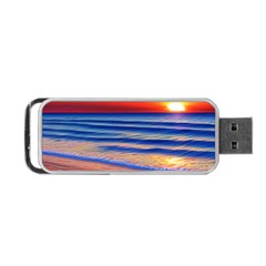 Golden Sunset Over Beach Portable Usb Flash (one Side) by GardenOfOphir