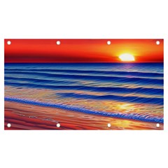 Golden Sunset Over Beach Banner And Sign 7  X 4  by GardenOfOphir