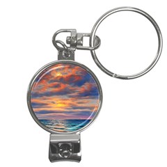 Serene Sunset Over Beach Nail Clippers Key Chain by GardenOfOphir