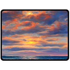Serene Sunset Over Beach Fleece Blanket (large) by GardenOfOphir