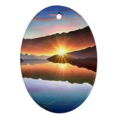 Majestic Lake Oval Ornament (two Sides) by GardenOfOphir