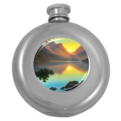 Benevolent Lake Round Hip Flask (5 Oz) by GardenOfOphir