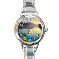 Exquisite Sunset Round Italian Charm Watch by GardenOfOphir