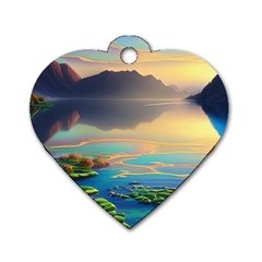 Exquisite Sunset Dog Tag Heart (One Side)