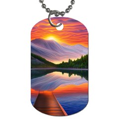 Flaming Sunset Dog Tag (one Side)