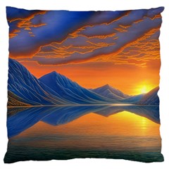 Glorious Sunset Large Premium Plush Fleece Cushion Case (two Sides) by GardenOfOphir