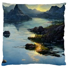 Incredible Sunset Large Premium Plush Fleece Cushion Case (one Side) by GardenOfOphir