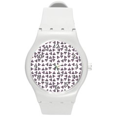 Happy Hound Funny Cute Gog Pattern Round Plastic Sport Watch (m) by dflcprintsclothing