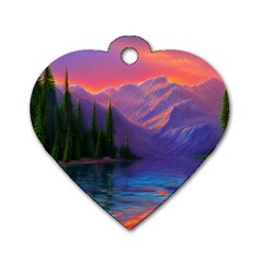 Magnificent Sunset Dog Tag Heart (one Side) by GardenOfOphir