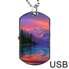 Magnificent Sunset Dog Tag Usb Flash (two Sides) by GardenOfOphir