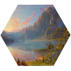 Marvelous Sunset Wooden Puzzle Hexagon by GardenOfOphir