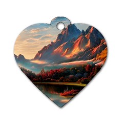 Opulent Sunset Dog Tag Heart (two Sides) by GardenOfOphir