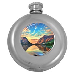 Portentous Sunset Round Hip Flask (5 Oz) by GardenOfOphir