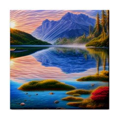 Romantic Lake Sunset Face Towel