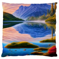 Romantic Lake Sunset Large Cushion Case (one Side) by GardenOfOphir