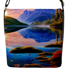 Romantic Lake Sunset Flap Closure Messenger Bag (S)