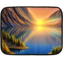 Remarkable Lake Sunset One Side Fleece Blanket (mini) by GardenOfOphir