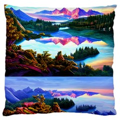 Solemn Soft Pastel Sunset Large Premium Plush Fleece Cushion Case (two Sides) by GardenOfOphir