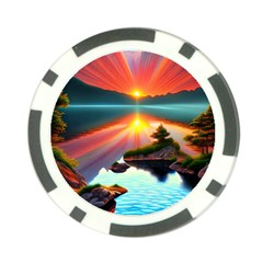 Gorgeous Sunset Poker Chip Card Guard by GardenOfOphir