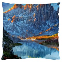 Majestic Lake Landscape Large Premium Plush Fleece Cushion Case (one Side) by GardenOfOphir