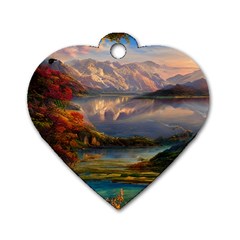 Summer Sunset Dog Tag Heart (two Sides) by GardenOfOphir