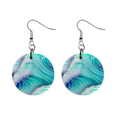 Stunning Pastel Blue Ocean Waves Mini Button Earrings