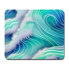 Stunning Pastel Blue Ocean Waves Large Mousepad by GardenOfOphir