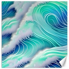 Stunning Pastel Blue Ocean Waves Canvas 16  x 16 