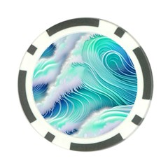 Stunning Pastel Blue Ocean Waves Poker Chip Card Guard by GardenOfOphir