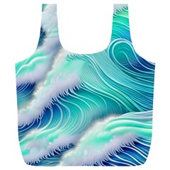 Stunning Pastel Blue Ocean Waves Full Print Recycle Bag (XL)