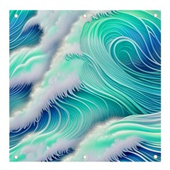 Stunning Pastel Blue Ocean Waves Banner and Sign 4  x 4 